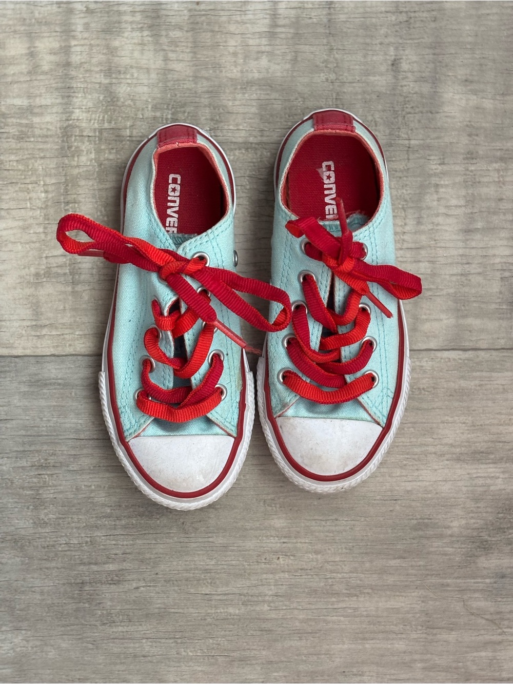 Converse Chuck Taylor Double Tongue OX Teal w/ pink Girl's Sneakers Sz 11-099